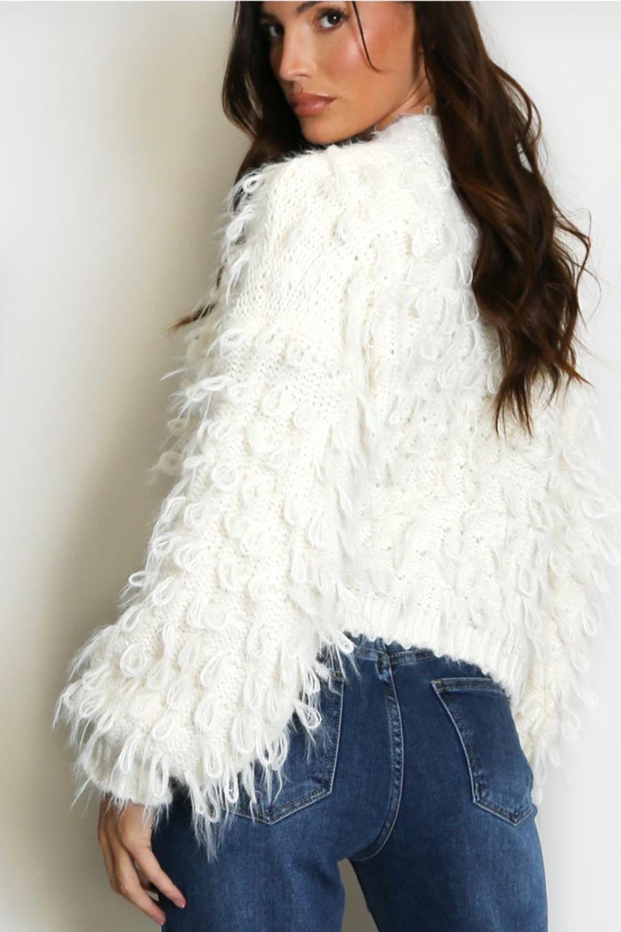 Soft Loop Knit Cardigan - Cream