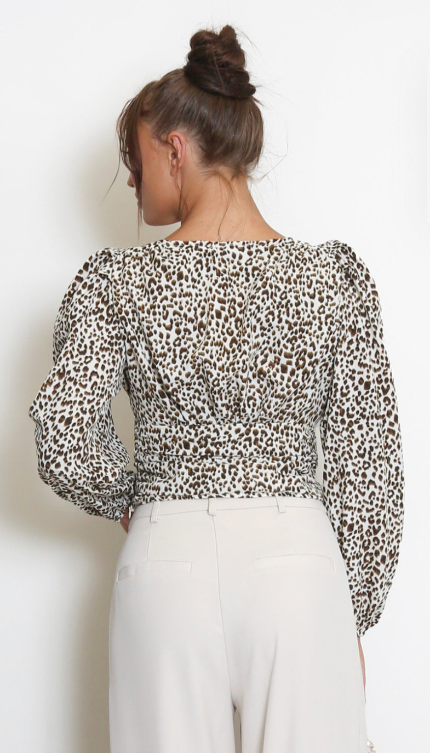 Leopard Print Cropped Blouse