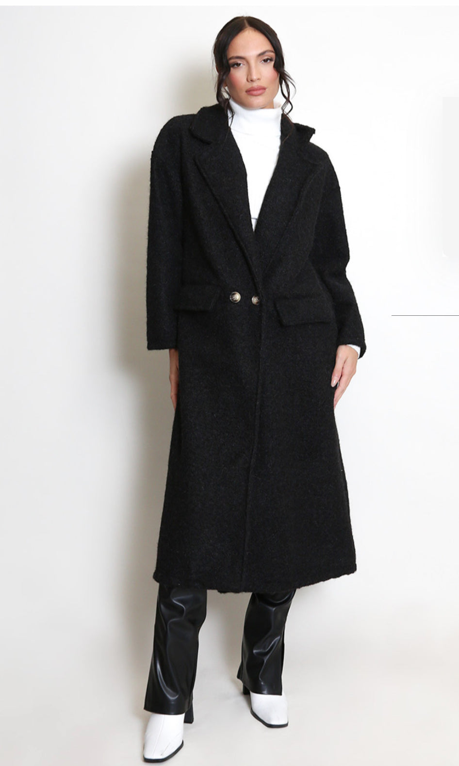 Boucle Oversized Coat- Black