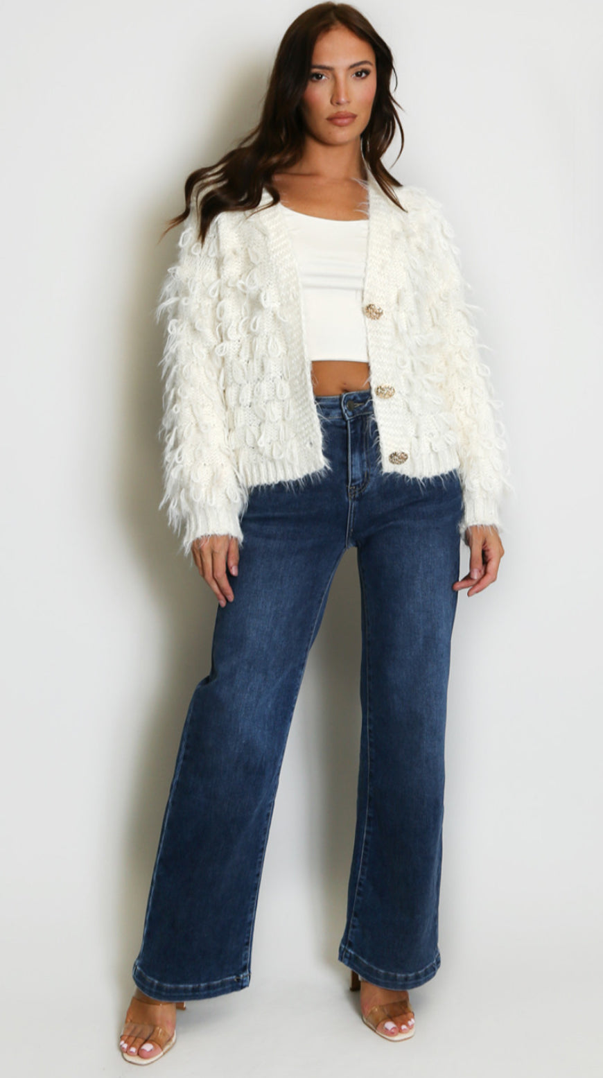 Soft Loop Knit Cardigan - Cream