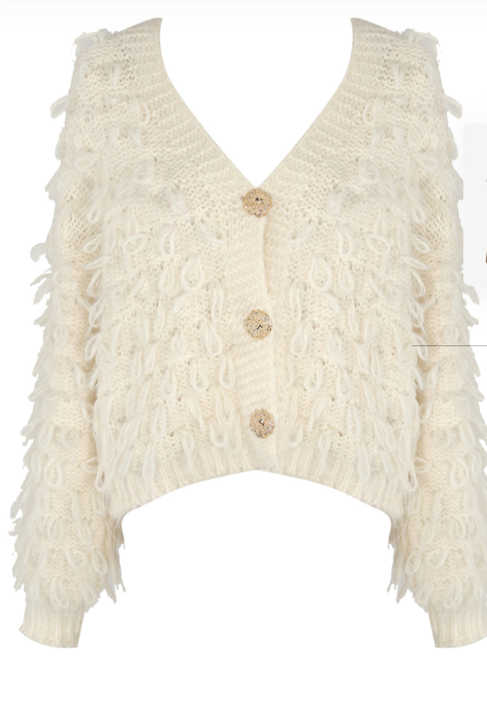 Soft Loop Knit Cardigan - Cream