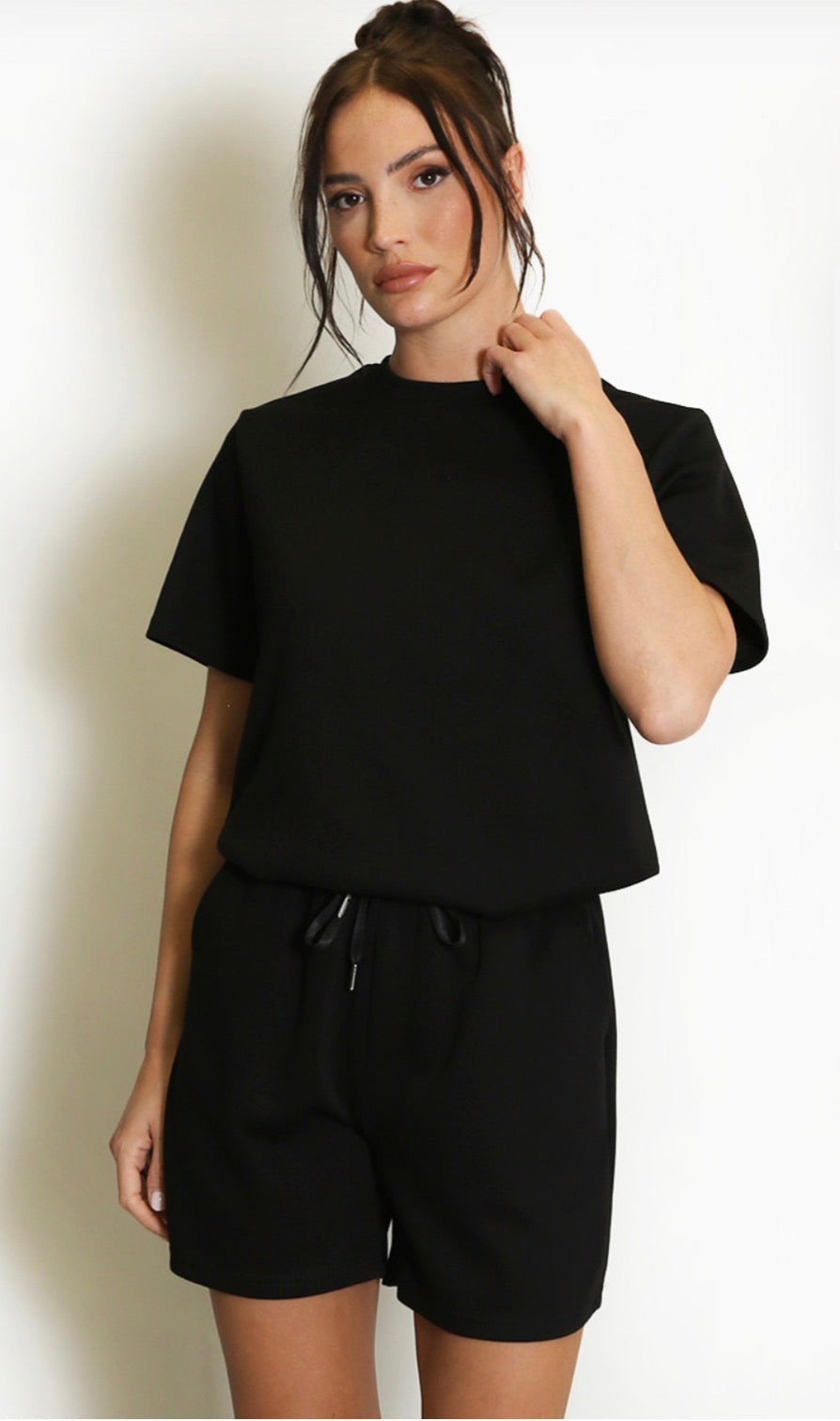 Jersey T-Shirt And Shorts Set - Black