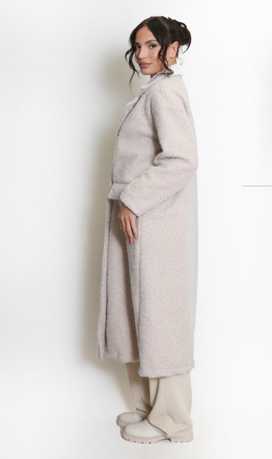 Boucle Oversized Coat - Cream