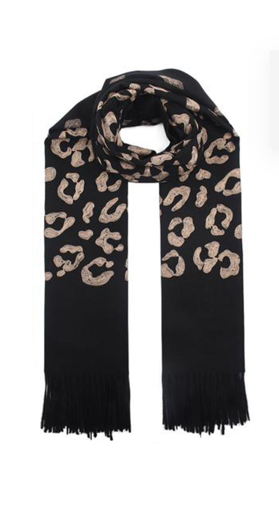 Leopard Print Tassel Hem Scarf