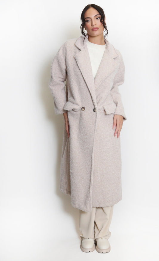 Boucle Oversized Coat - Cream