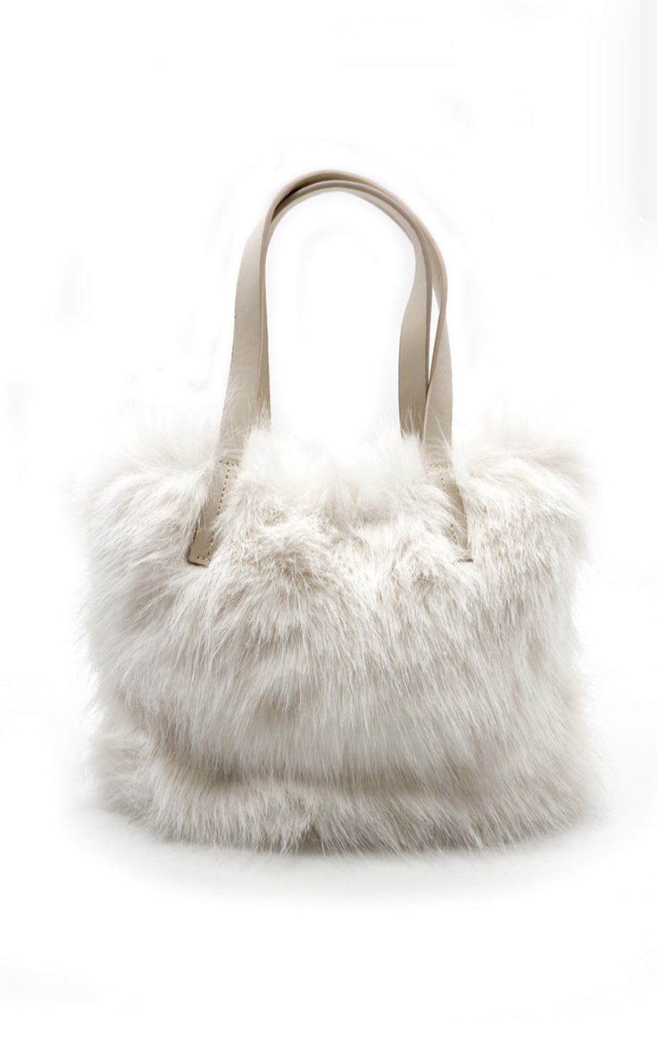 Faux Fur Mini Tote Grab Bag - White