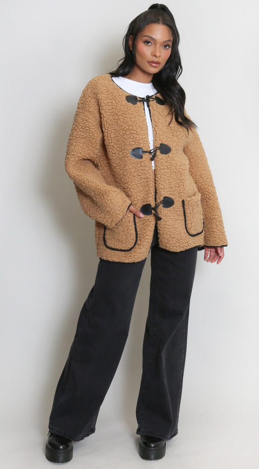 Borg Duffle Jacket - Camel