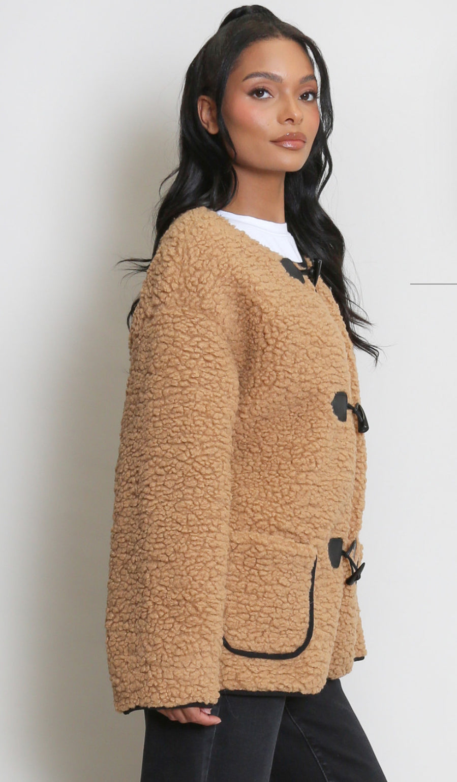 Borg Duffle Jacket - Camel