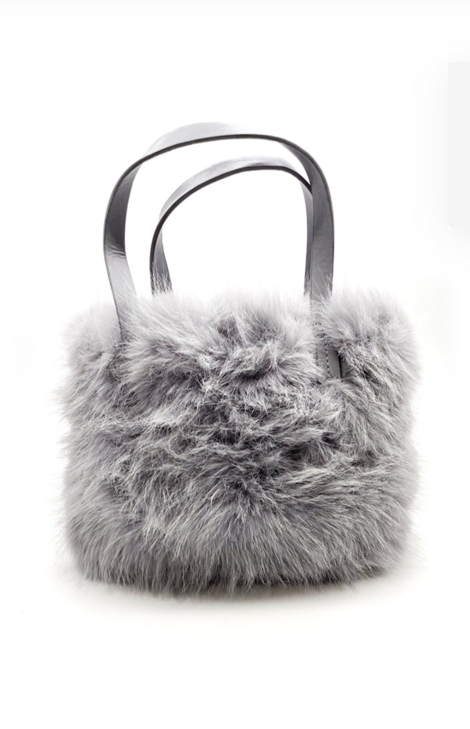 Faux Fur Mini Tote Grab Bag - Grey