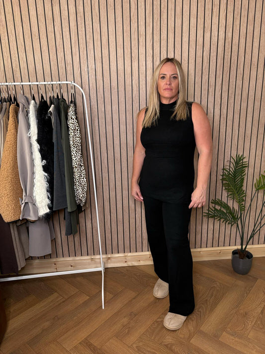 Knitted High Neck Co-  Ord in Black