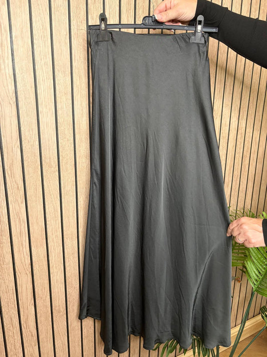 Satin Maxi Skirt - Charcoal
